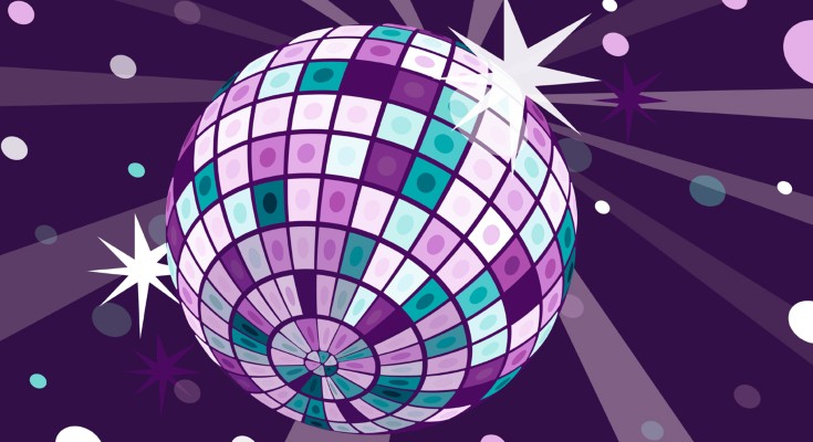 A large purple and green glitter ball made of beta cells, surrounded by stars and beams of light.
