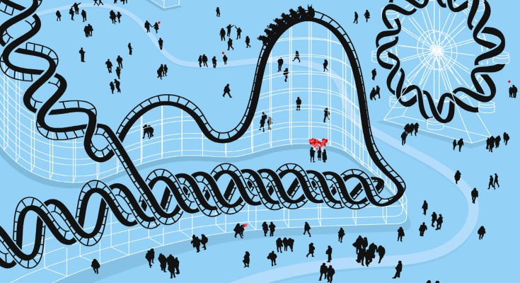 DNA in the shape of a rollercoaster with loopings and other structures reminiscent of non-B DNA secondary structures