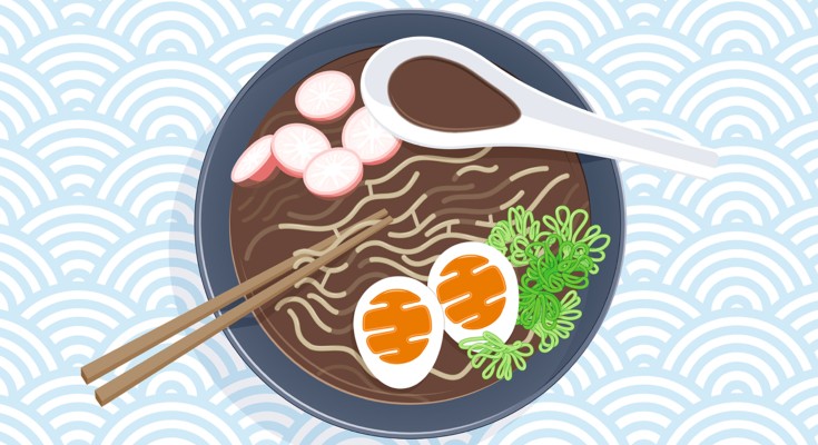 Bowl of ramen with organelles