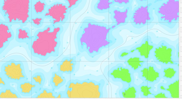 topological map with colourful islands