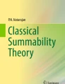 Some Applications of Summability Theory | SpringerLink
