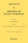 Front cover of Archive for History of Exact Sciences